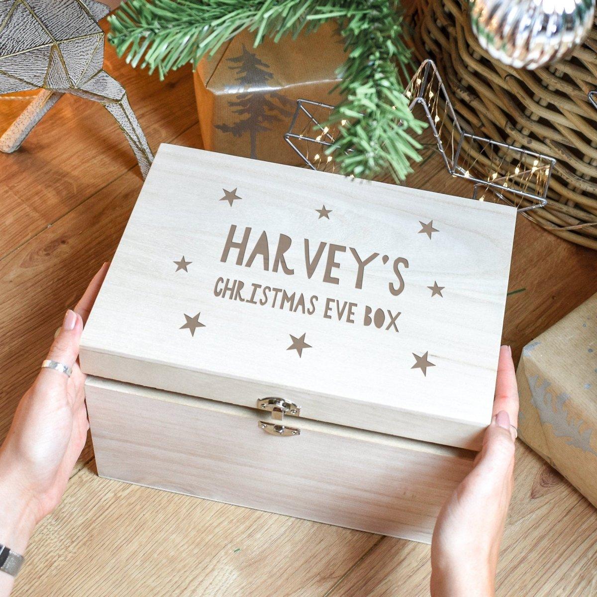 Personalised Kids Christmas Eve Box, Christmas Eve Wood Box, Kids Christmas Eve Crate, Child Xmas Box, Wooden Crate, Engraved Box, Xmas Box - Amy Lucy