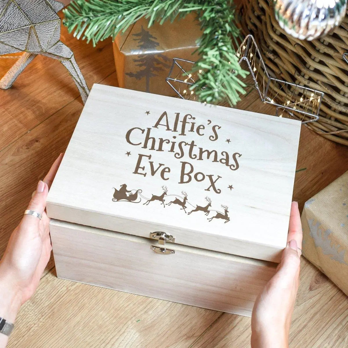 Personalised Kids Christmas Eve Box, Engraved Christmas Eve Box, Kids Christmas Eve Box, Child Xmas Box, Wooden Crate, Xmas Box, Gift - Amy Lucy