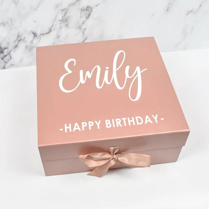 Personalised Large Gift Box, Empty Gift Box, Birthday Large Gift Box, Happy Birthday Gift Box, Birthday Hamper, Rose Gold, Big Gift Box - Amy Lucy