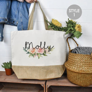 Personalised Large Tote Bag, Large Shopper Bag, Uni Bag, Personalised Jute Shopping Bag, Large Book Bag, Custom Printed Bag, Large Bag - Amy Lucy