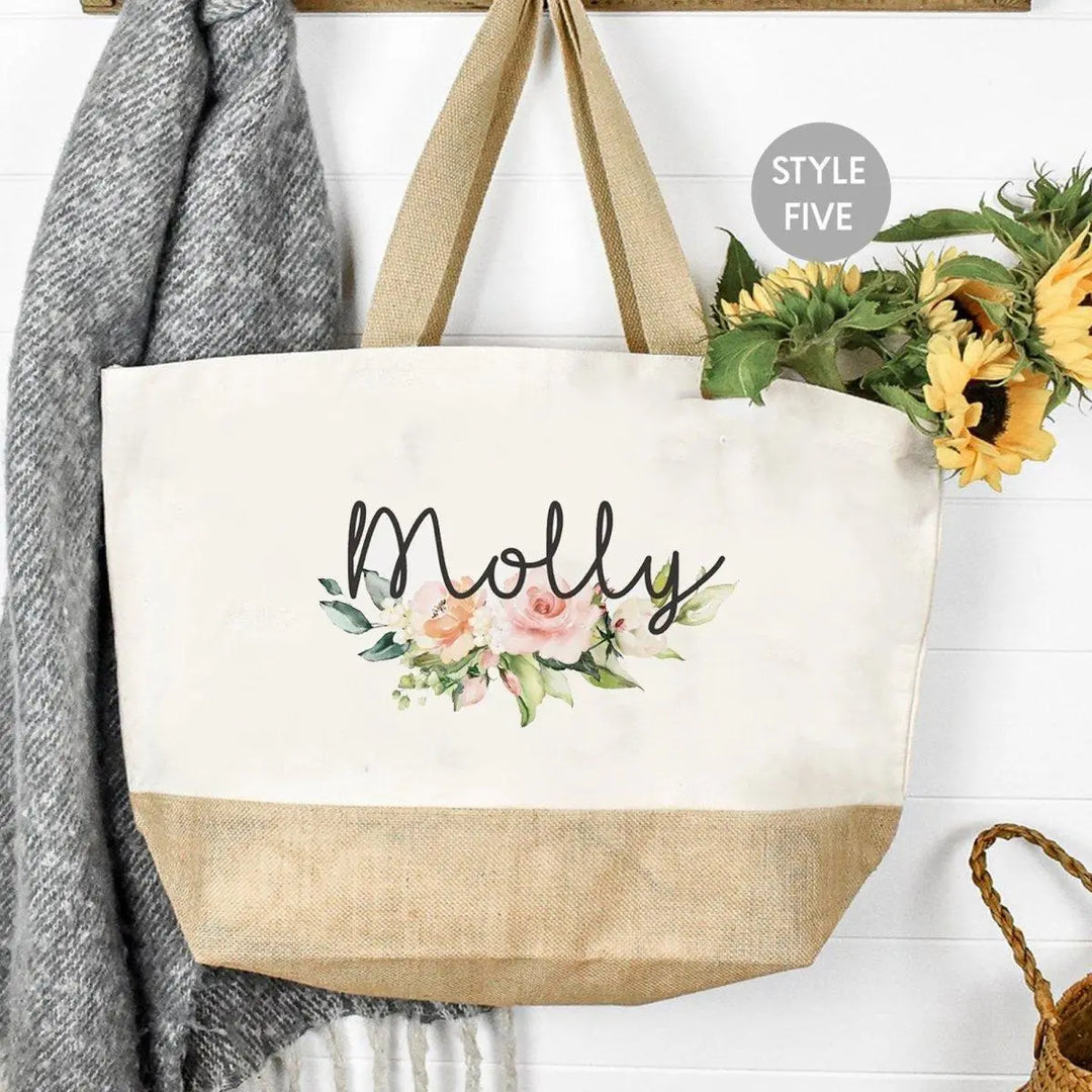 Personalised Large Tote Bag, Large Shopper Bag, Uni Bag, Personalised Jute Shopping Bag, Large Book Bag, Custom Printed Bag, Large Bag - Amy Lucy