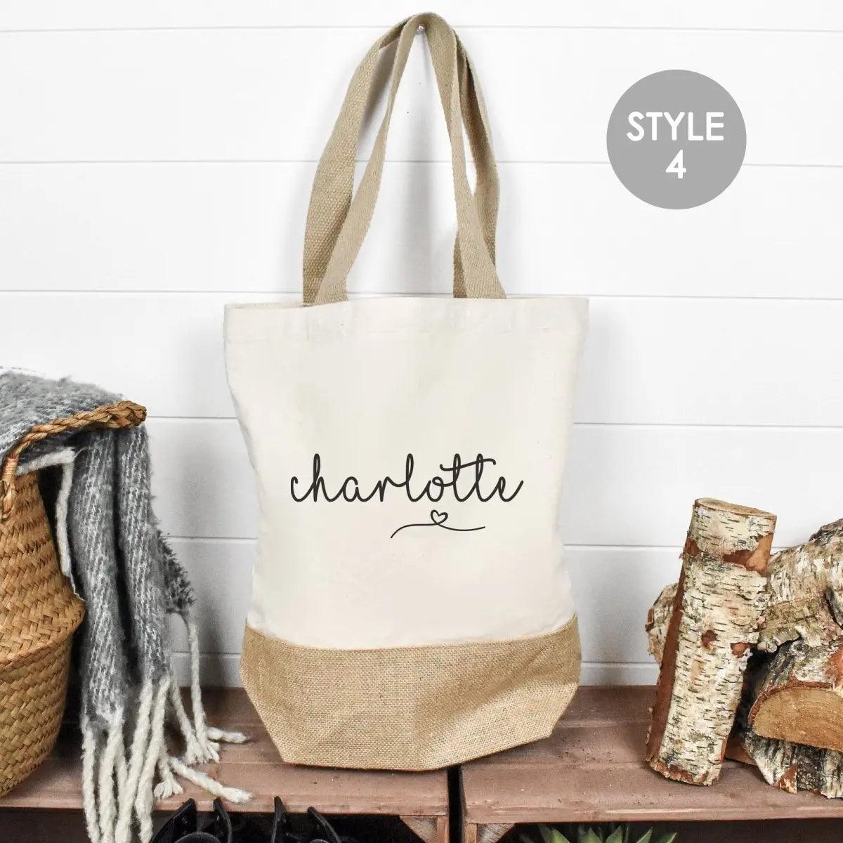 Personalised Large Tote Bag, Large Shopper Bag, Uni Bag, Personalised Jute Shopping Bag, Large Book Bag, Custom Printed Bag, Large Bag - Amy Lucy