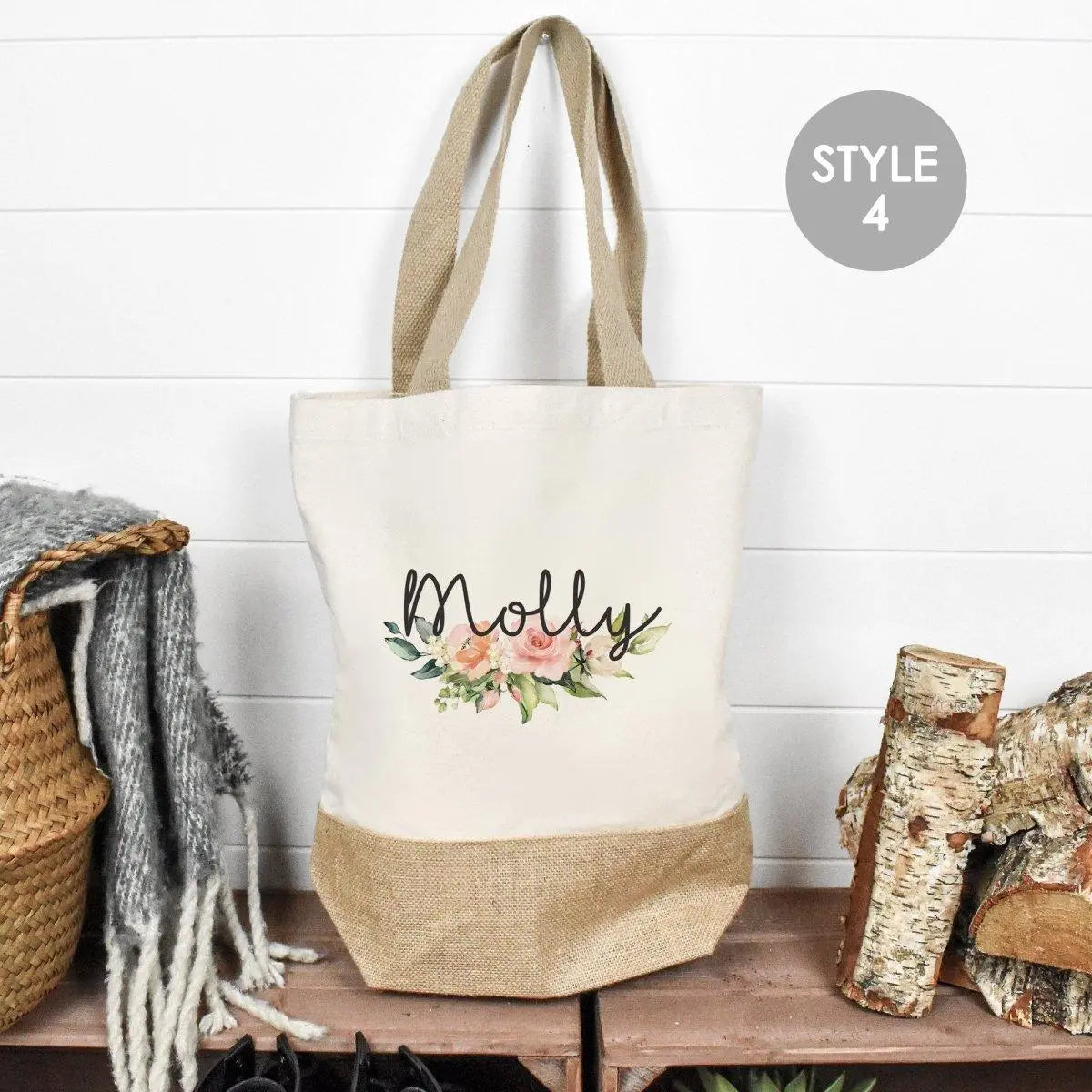 Personalised Large Tote Bag, Large Shopper Bag, Uni Bag, Personalised Jute Shopping Bag, Large Book Bag, Custom Printed Bag, Large Bag - Amy Lucy