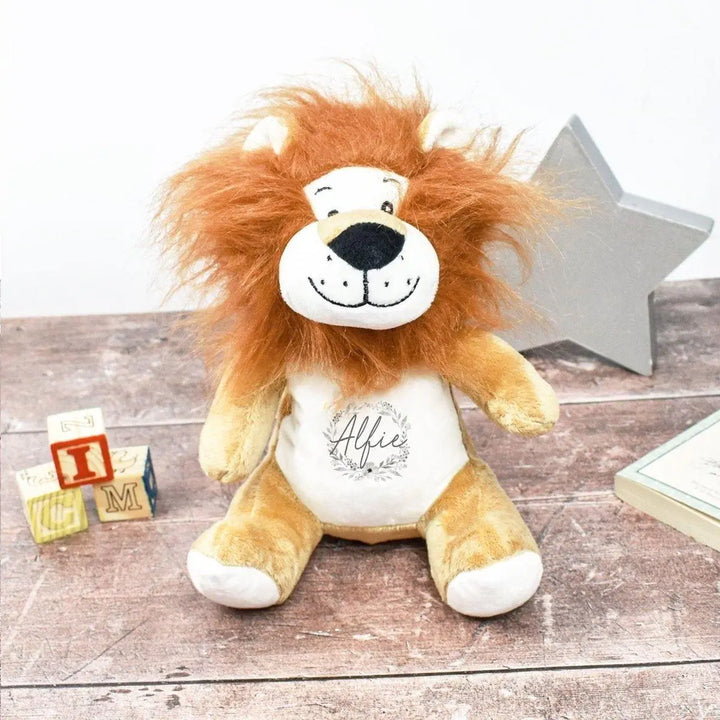 Personalised LIon, New Baby Gift, Customised Plush Soft Toy, Your Name Teddy, Cuddly Toy, Girls and Boys Teddy Baby Shower Gift - Amy Lucy