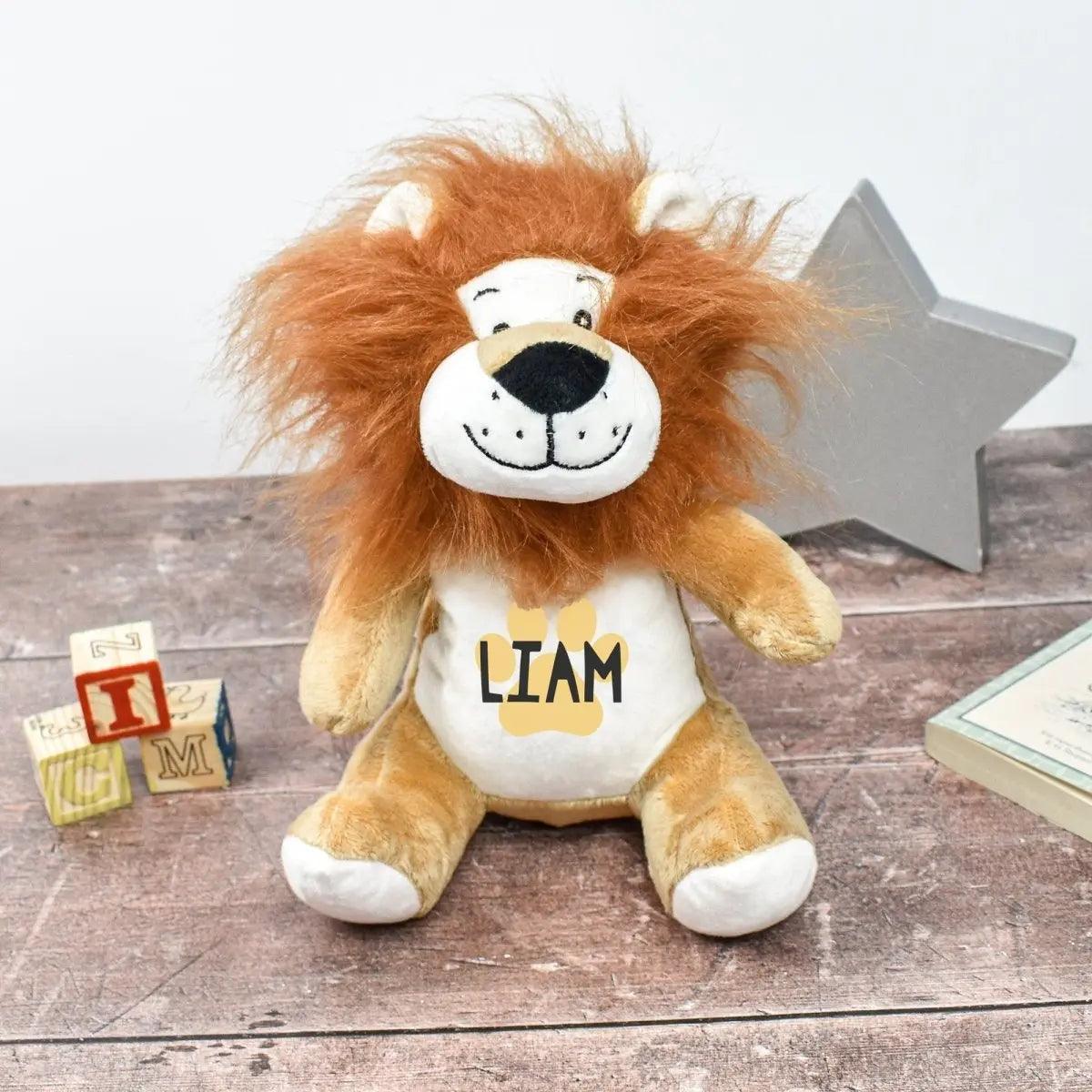 Personalised Lion Teddy, New Baby Gift, Customised Plush Soft Toy, Your Name Teddy, Cuddly Toy, Girls and Boys Lion Teddy, Baby Shower Gift - Amy Lucy