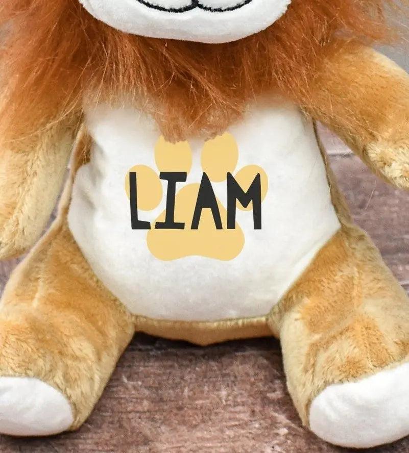Personalised Lion Teddy, New Baby Gift, Customised Plush Soft Toy, Your Name Teddy, Cuddly Toy, Girls and Boys Lion Teddy, Baby Shower Gift - Amy Lucy