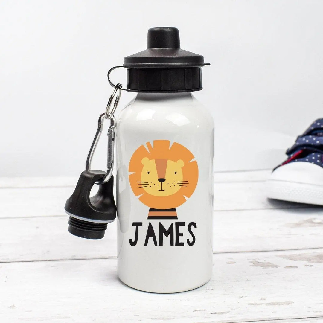 Personalised Lion Water Bottle, Lion School Bottle, Kids Lion Drink Bottle, Unisex School Flask, Kids Children Student Drinks Cup, Lion - Amy Lucy