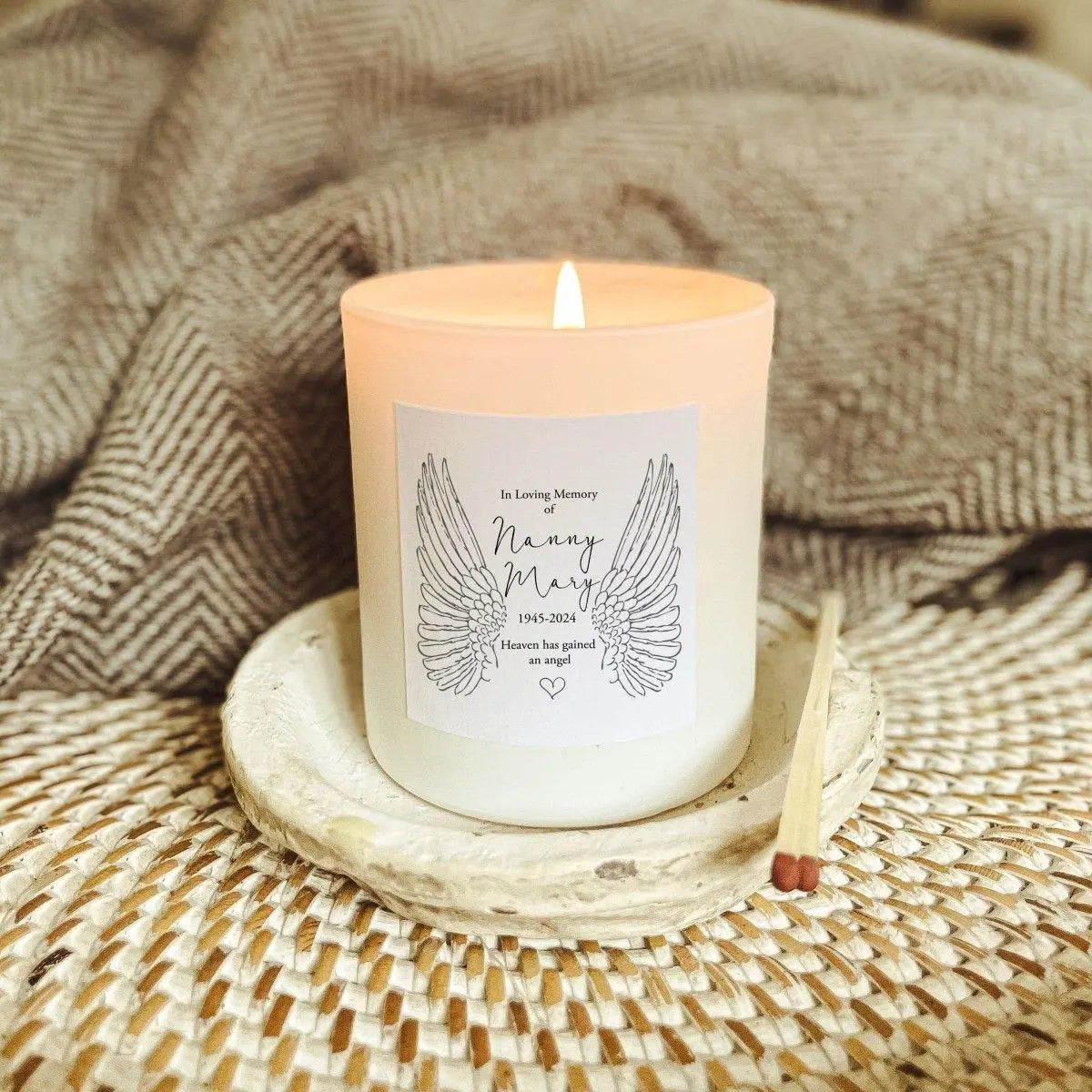 Personalised Lost Love One, Angel Wings Memorial Candle, Christmas Bereavement Gift, Custom Remembrance Candle, Loved One Memorial, Memory - Amy Lucy