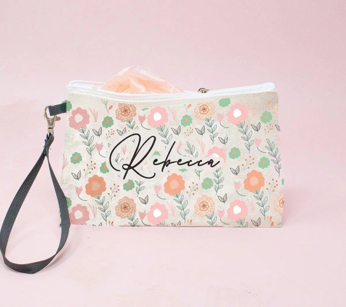 Personalised Makeup Bag, Name Makeup Bag, Floral Make Up Bag, Custom Pencil Case, Inhaler Bag, Floral, Cosmetic Bag, Girl Sanitary Bag - Amy Lucy