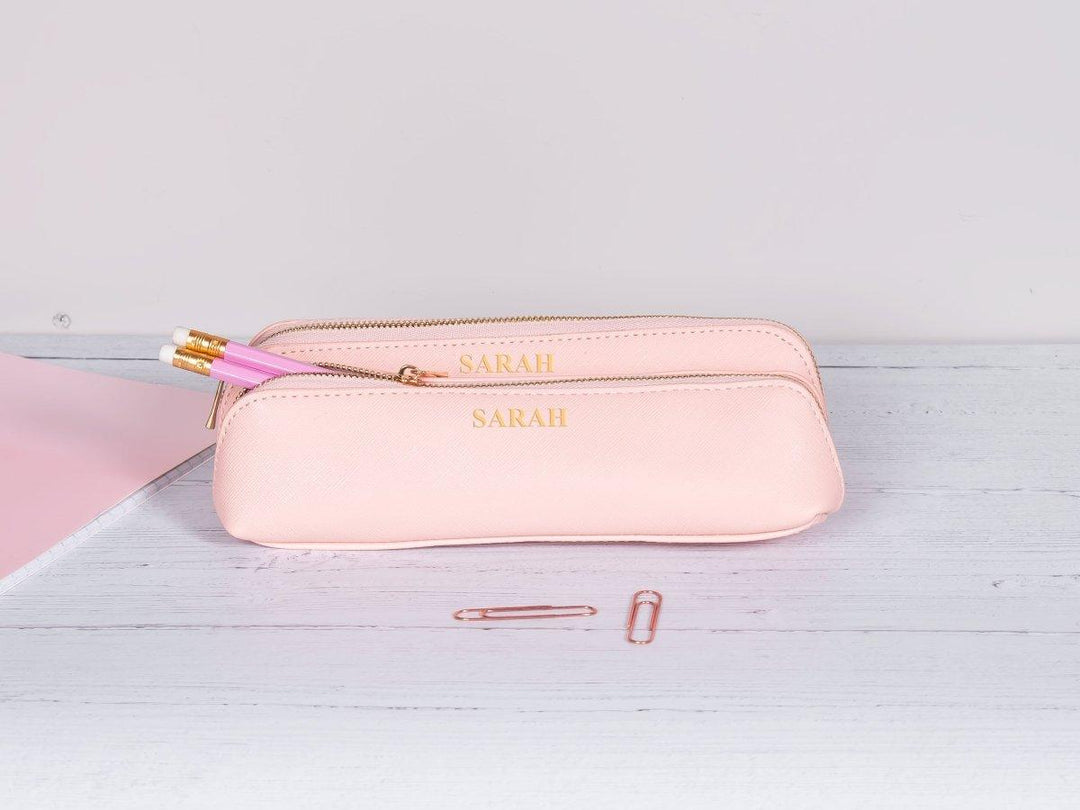 Personalised Makeup Bag, Small Makeup Bag, Cosmetic Bag, Custom Beauty Bags, Toiletry Bag, Debossed, Travel Bag, Pencil Case, Vegan Leather, - Amy Lucy