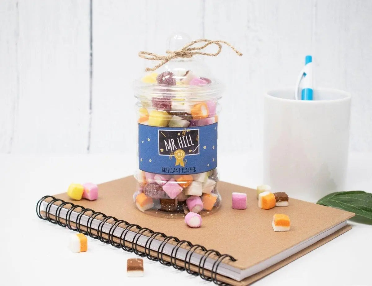 Personalised Male Teacher Sweet Jar, Male Teacher Gift Sweets, DIY Label, School Teacher Gift, Bright Personalised Teacher Gift, Gifts, - Amy Lucy