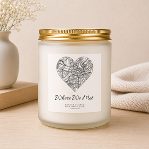 Personalised Map Location Candle Gift shown from the front