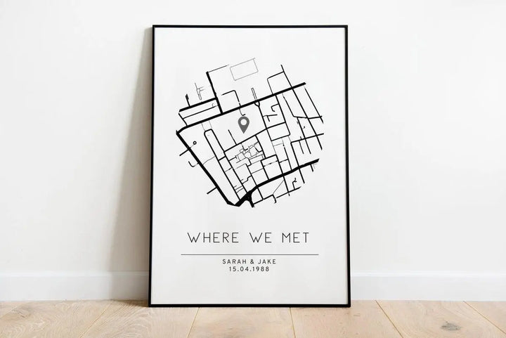 Personalised Map Pin Print, Couples Gift, Valentines, Lovers Present, Custom Map Name, Keepsake, Boyfriend, Girlfriend, Husband, Wife, - Amy Lucy