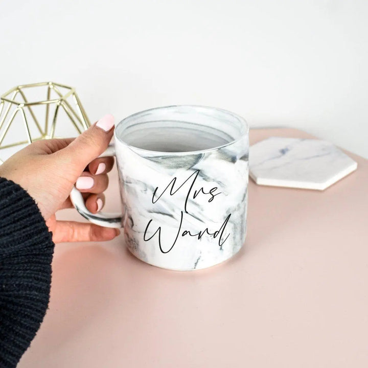 Personalised Marble Mug, Bride To Be Mug, Teacher Mug, Teacher Gifts, Personalised Work Mug, Name Mug, Coffee Mug, Gift for Her, Mrs Mug - Amy Lucy