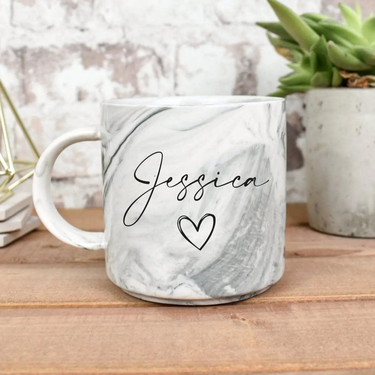 Personalised Marble Mug, Bridesmaid Mug, Custom Name Mug, Personalised Office Mug, Name Mug, Coffee Mug, Gift for Her, Marble Homeware - Amy Lucy