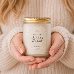 Personalised Memorial Candle shown from the front