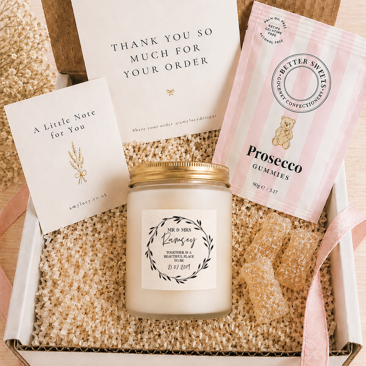 Personalised Metallic Anniversary Candle styled as a thoughtful gift