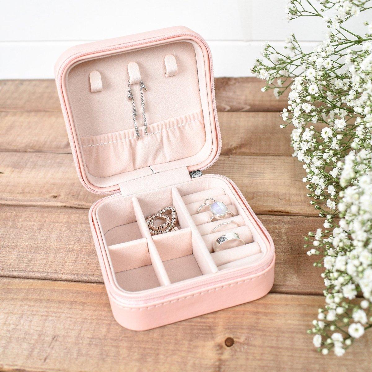 Personalised Mini Jewellery Box, Travel Jewellery Case, Bridesmaid Gift, Mothers Day, Jewellery Orangiser Storage, Travel Case, Gift for Her - Amy Lucy