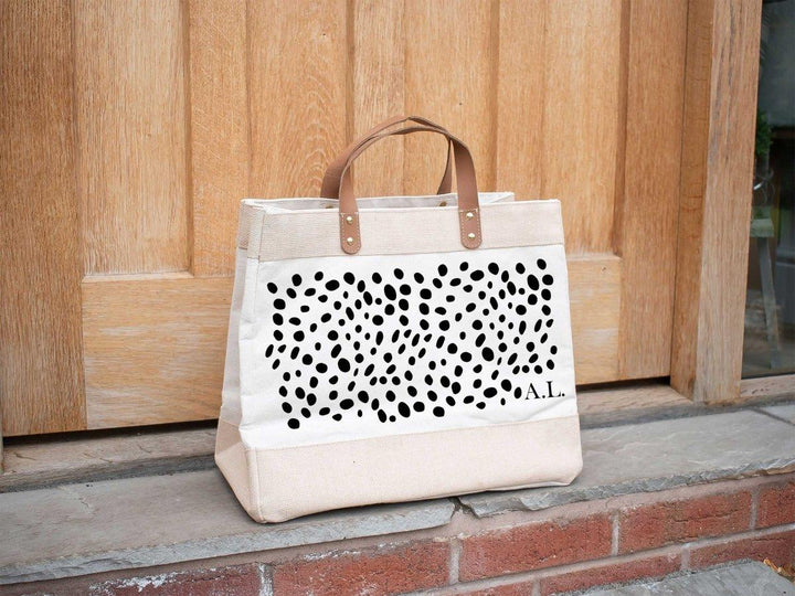 Personalised Monogram Jute Bag, Personalised Dalmatian Print Tote Bag, Luxury Bridal Gifts, Gift for Her, Mother's Day Bag, Custom Tote Bag - Amy Lucy