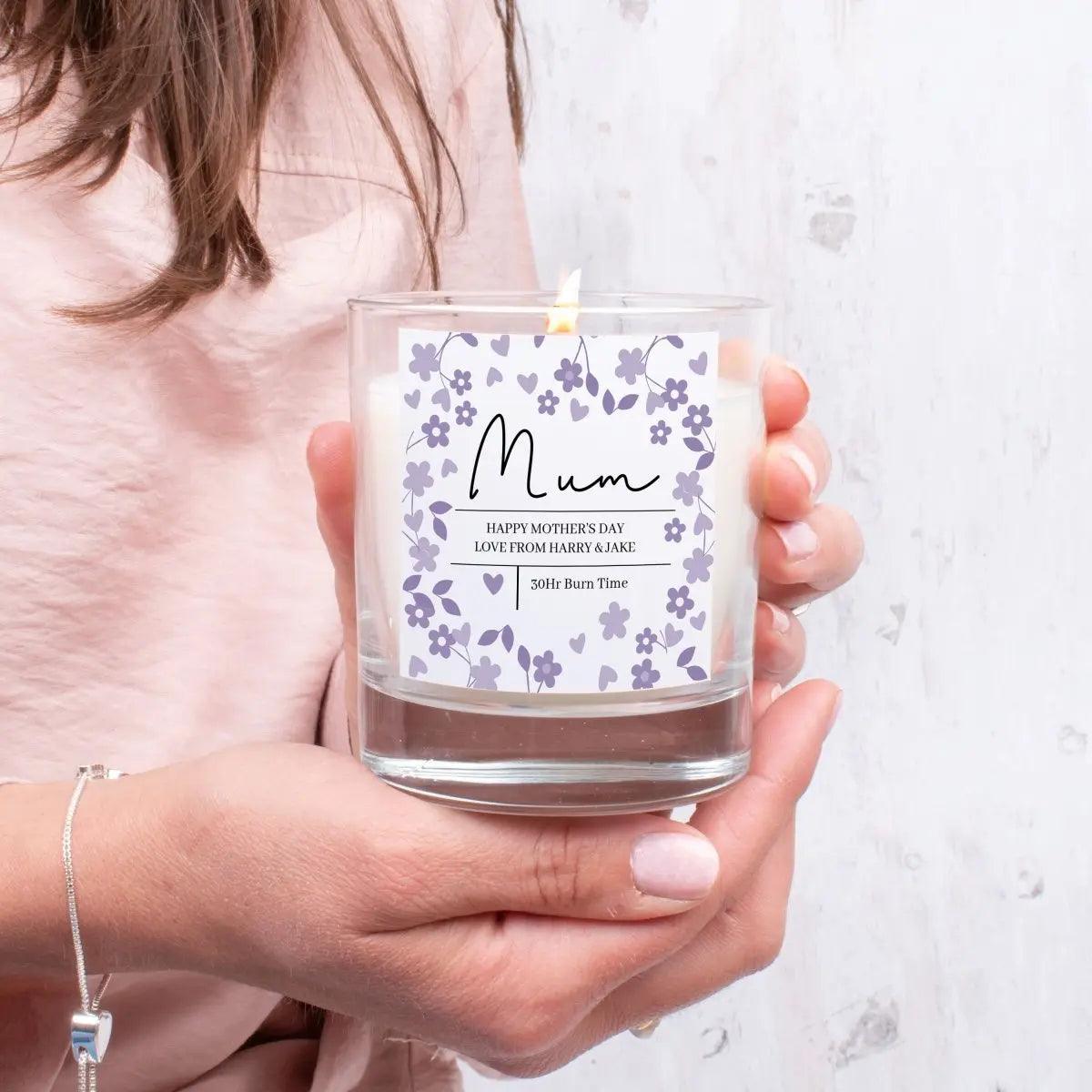 Personalised Mothers Day Candle, Mum Candle, Keepsake Gift Mum, Daughter Mother Gift, Gift For Mum, Purple Candle - Amy Lucy
