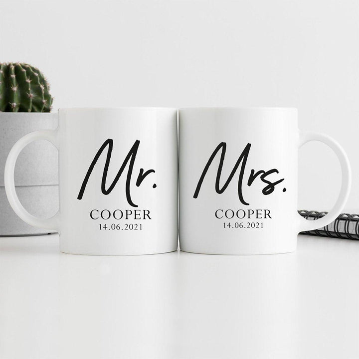 Personalised Mr and Mrs Mugs, Wedding Gift Mugs, Mr and Mrs Gifts, Small Wedding Gift, Couple Gifts, New Couple Gift, Wedding Keepsake Gift - Amy Lucy