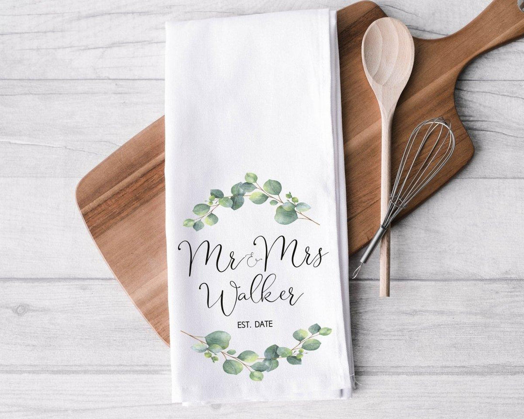 Personalised Mr and Mrs Tea Towel, Wedding Gift, Mr and Mrs Housewarming Gift, Mr and Mrs Printed Tea Towel, Mr and Mrs Gift - Amy Lucy