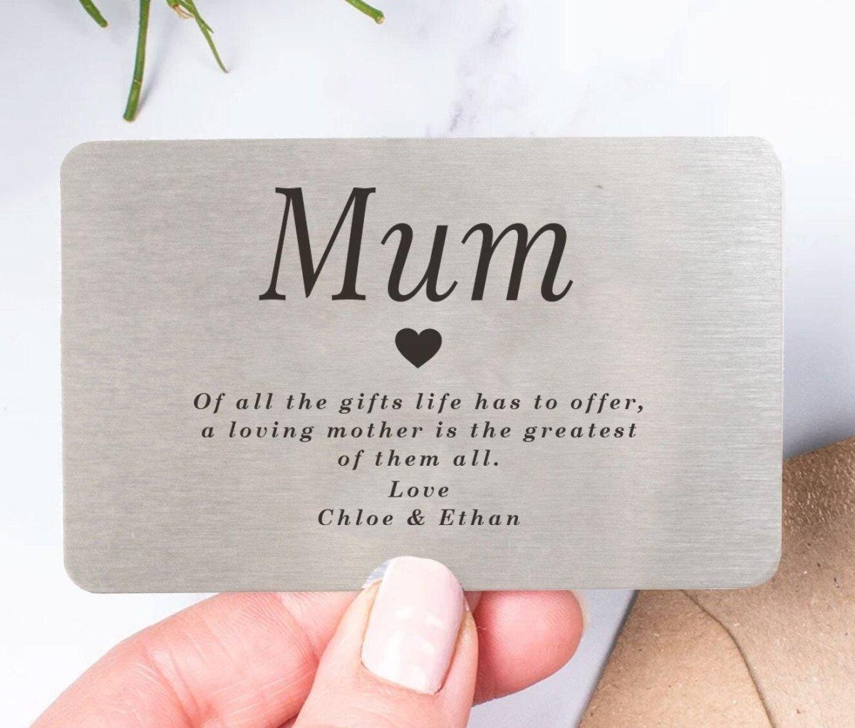 Personalised Mum Best Friend Metal Wallet Card , Sentimental Keepsake Gift for Mum, - Amy Lucy