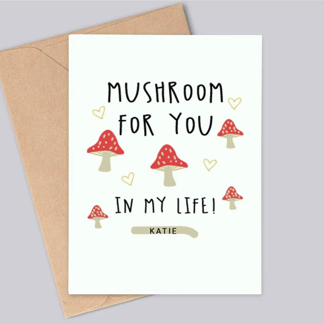 Personalised Mushroom for you Card, Husband Valentines Card, Partner Cute Card, Valentines Gift, Couple Gift, Galantines, Greeting Card, - Amy Lucy