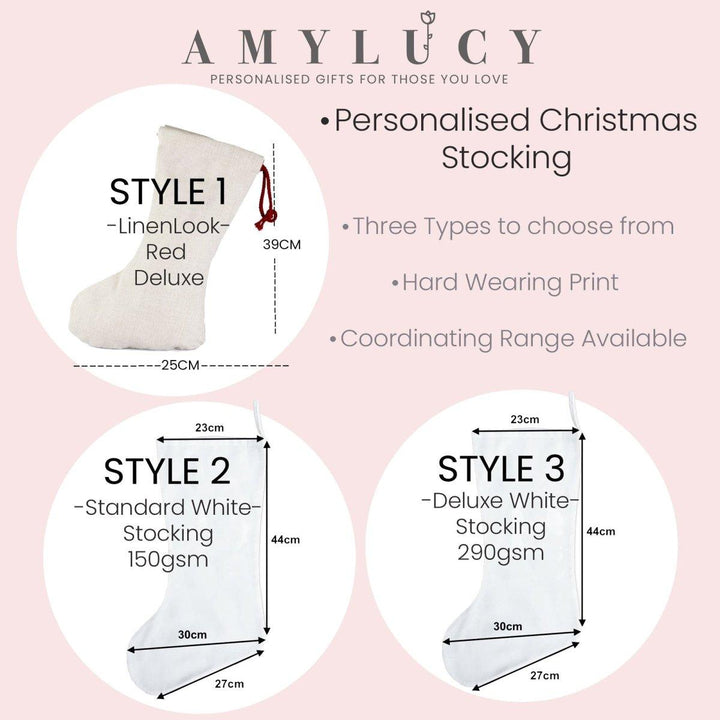 Personalised Name Christmas Stocking, Family Christmas Stockings, Personalised Linen Stocking, Christmas Family Decoration, Holiday Stocking - Amy Lucy