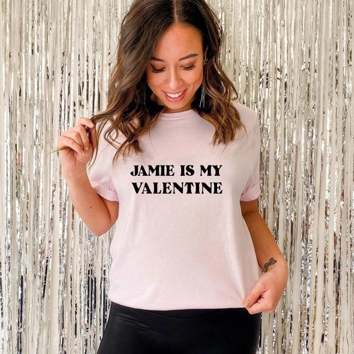 Personalised Name is My Valentine T-shirt, Printed Graphic Tee, Valentines Day T-Shirt, Best Friend T-shirt, Love Tops, Galentines Gift - Amy Lucy