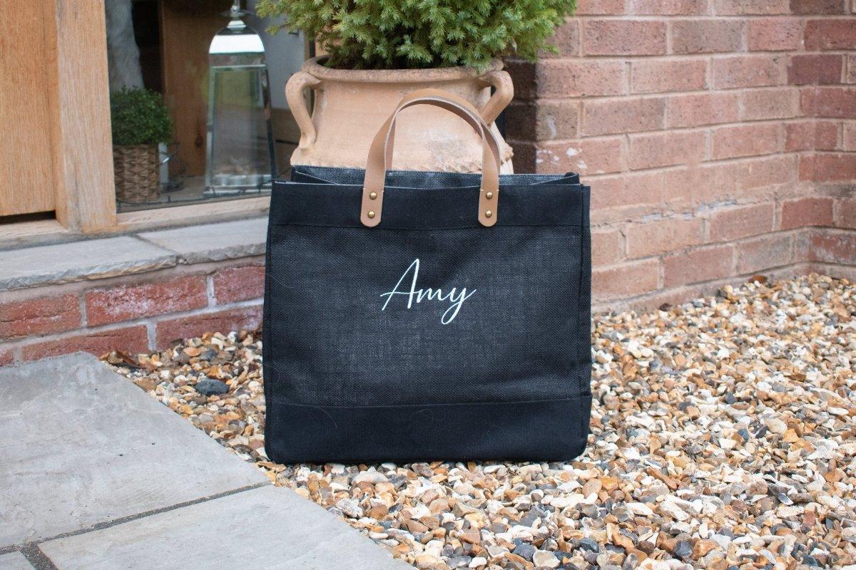Personalised Name Jute Bag, Personalised Embroidered Tote Bag, Luxury Shopper, Gift for Her, Mother's Day Bag, Custom Tote Bag - Amy Lucy