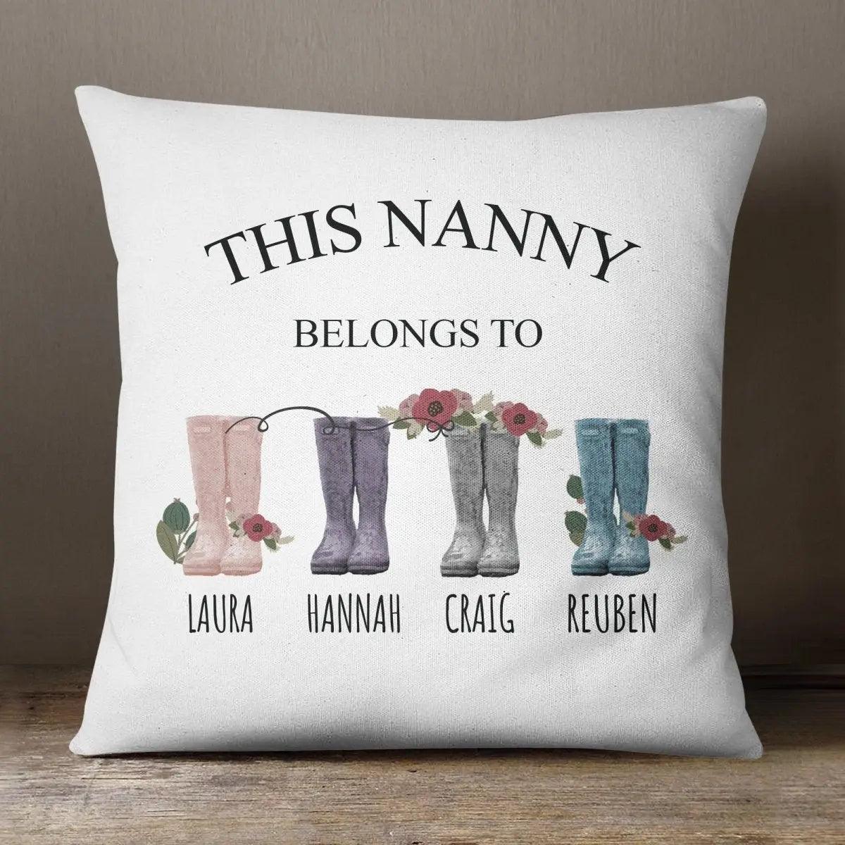 Personalised Nanny Belongs To Cushion, Christmas Grandchild Nan Gift, Grandma Gifts, Mothers Day Gifts, Mum Gifts, Cushion Cover Only - Amy Lucy