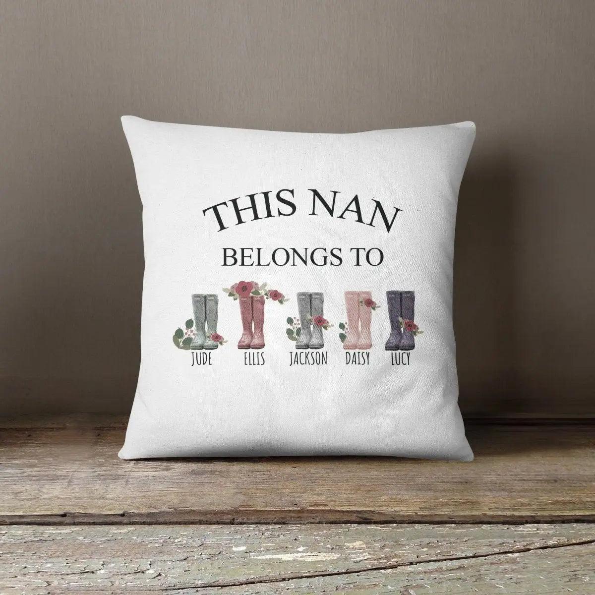 Personalised Nanny Belongs To Cushion Christmas Grandchild Nan Gift Amy Lucy