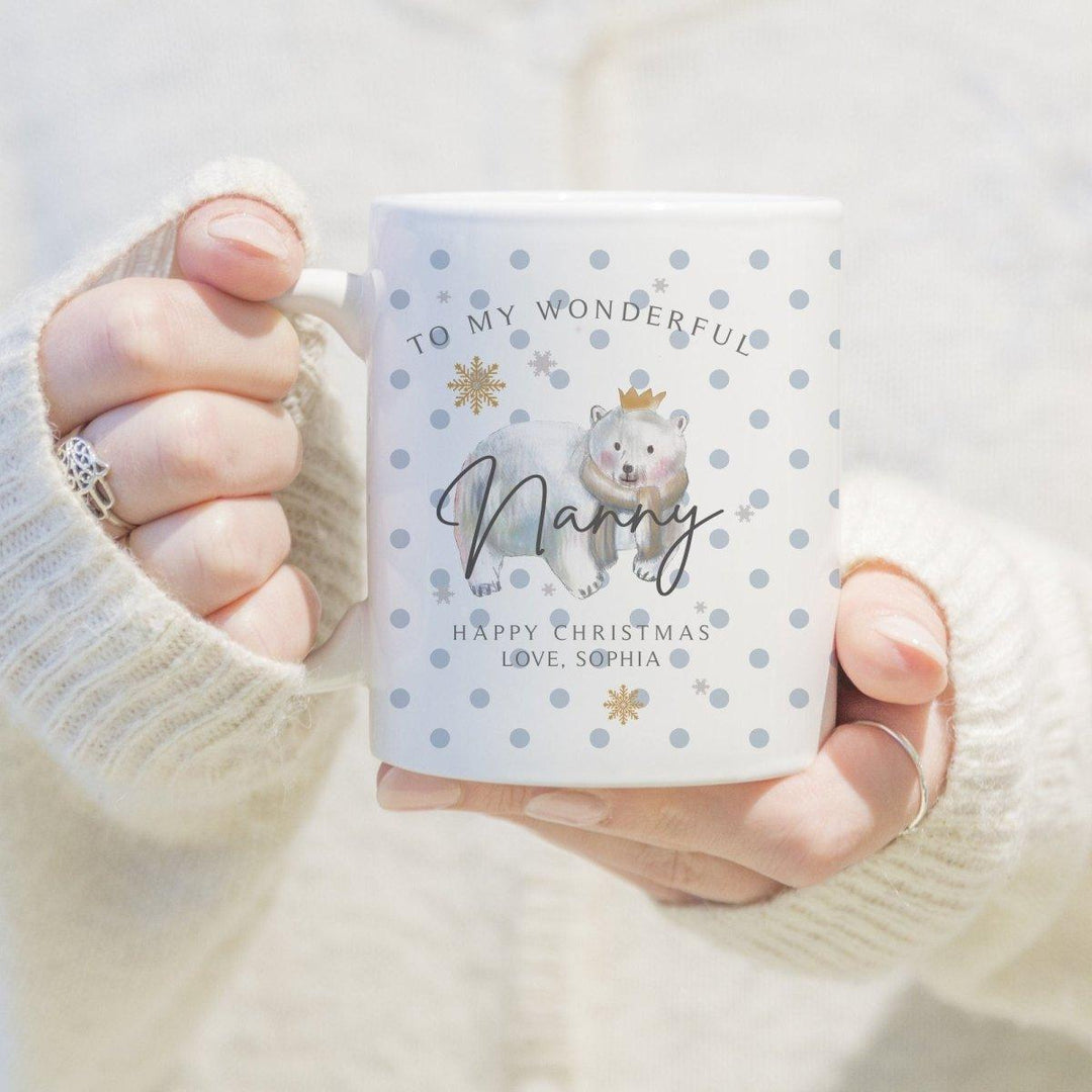 Personalised Nanny Christmas Mug, Nan Mug Gift, Christmas Grandma Mug Gift, Nanny Christmas Gifts, Printed Mugs, Christmas Gift Polar Bear - Amy Lucy