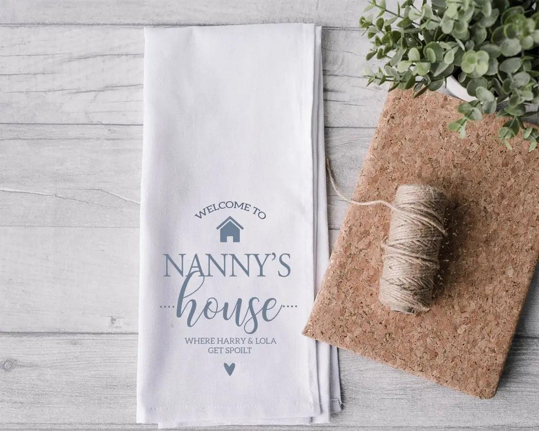 Personalised Nanny Tea Towel, Mother&#39;s Day Tea Towel, Personalised Gift for Nan, Nanny Gift, Mothers Day Gifts, Grandma Gift, Nana Tea Towel - Amy Lucy