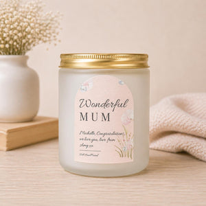 Personalised New Baby Candle Gift styled as a thoughtful gift