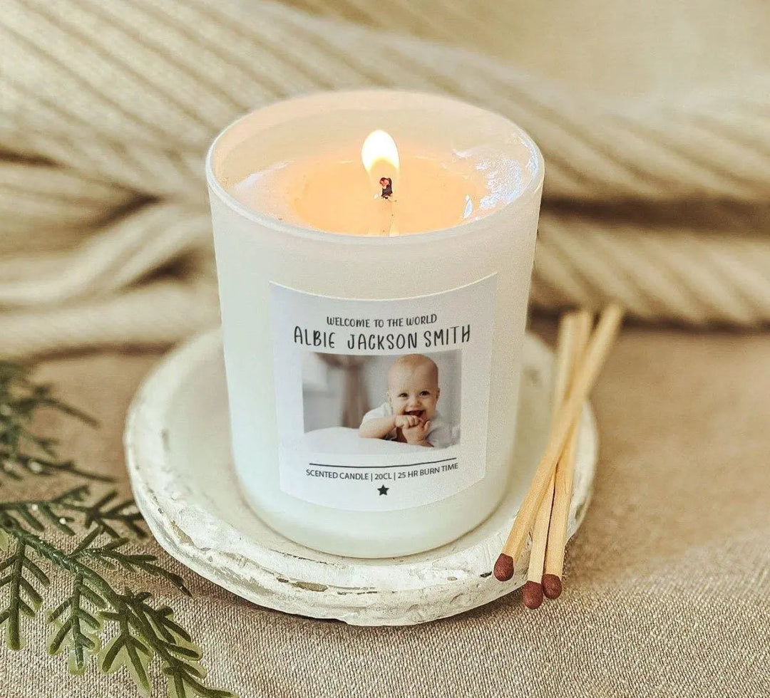 Personalised New Baby Candle, New Baby Gift, Congratulations Gift New Baby, New Mum Gift, Baby Arrival Gift, Mum Gift, New Arrival Candle - Amy Lucy