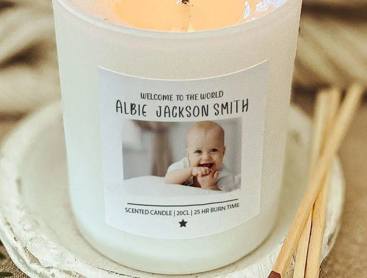 Personalised New Baby Candle, New Baby Gift, Congratulations Gift New Baby, New Mum Gift, Baby Arrival Gift, Mum Gift, New Arrival Candle - Amy Lucy