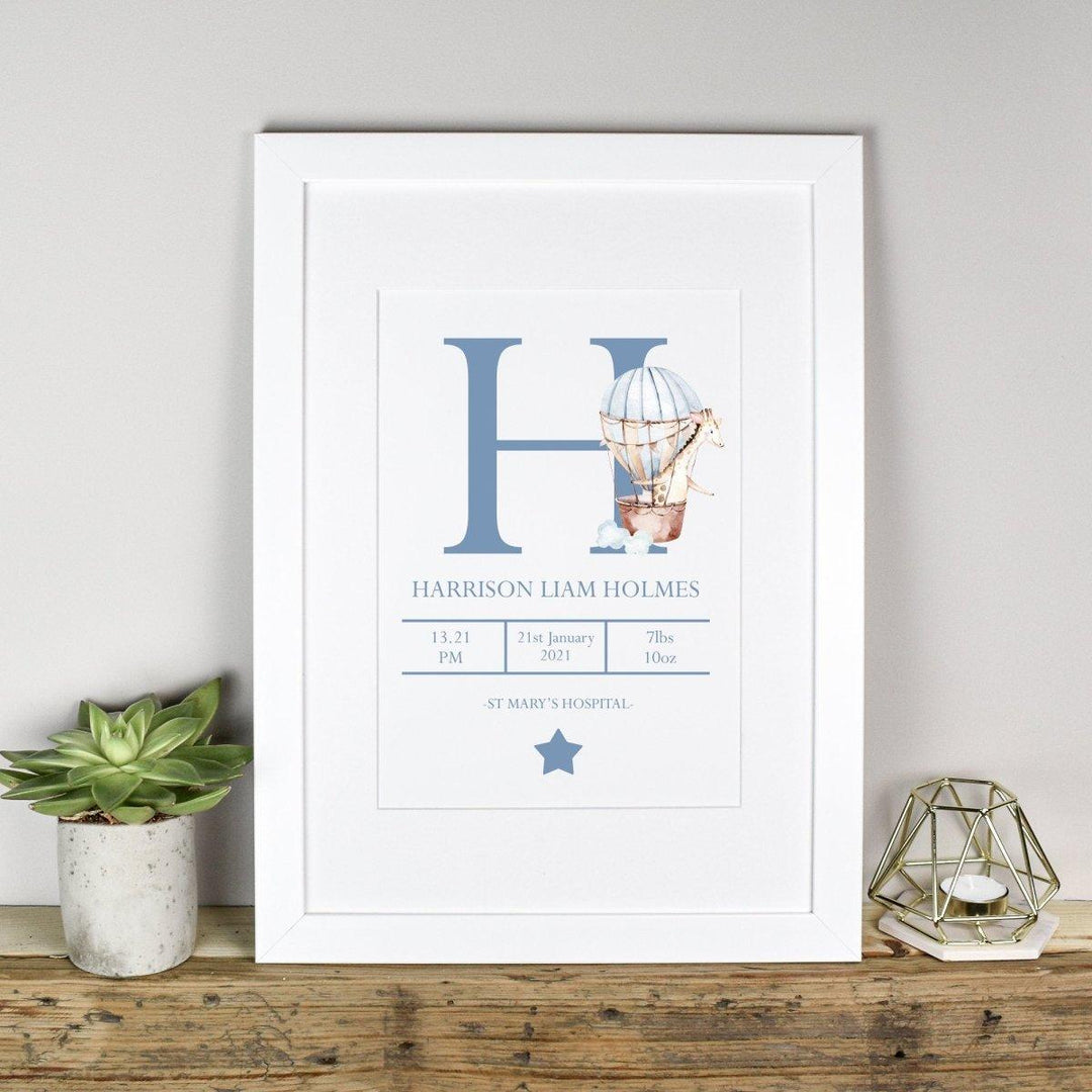 Personalised New Baby Print, Baby Birth Stats Print, Giraffe Baby Gift, Newborn Keepsake Gift, New Baby Wall Art, Custom Nursery Print - Amy Lucy