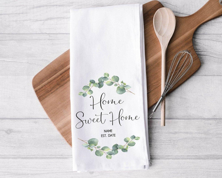 Personalised New Home Tea Towel, Housewarming Gift, Home Sweet Home Printed Tea Towel, New Home Present, Custom New Home, Home Gifts, Moving - Amy Lucy