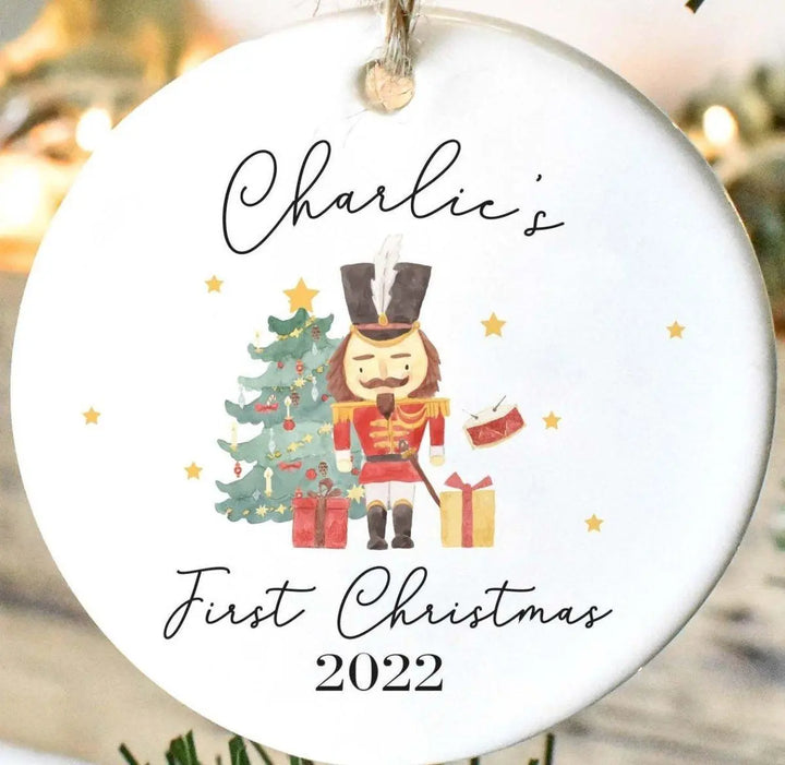 Personalised Nutcracker Christmas Bauble, First Christmas Bauble, Xmas Tree Decoration, Baby Christmas Bauble, Xmas Ornament, Custom Bauble - Amy Lucy