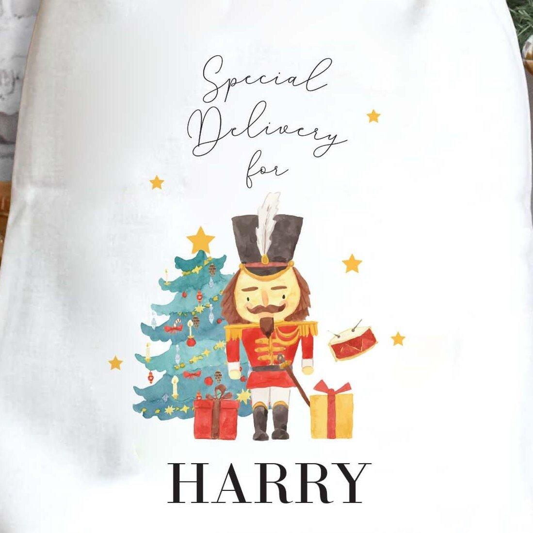 Personalised Nutcracker Christmas Sack, Nutcracker Christmas Gift Sack, Xmas Gift Bag, Custom Christmas Eve Sack, Xmas Gift Sack, Sacks - Amy Lucy