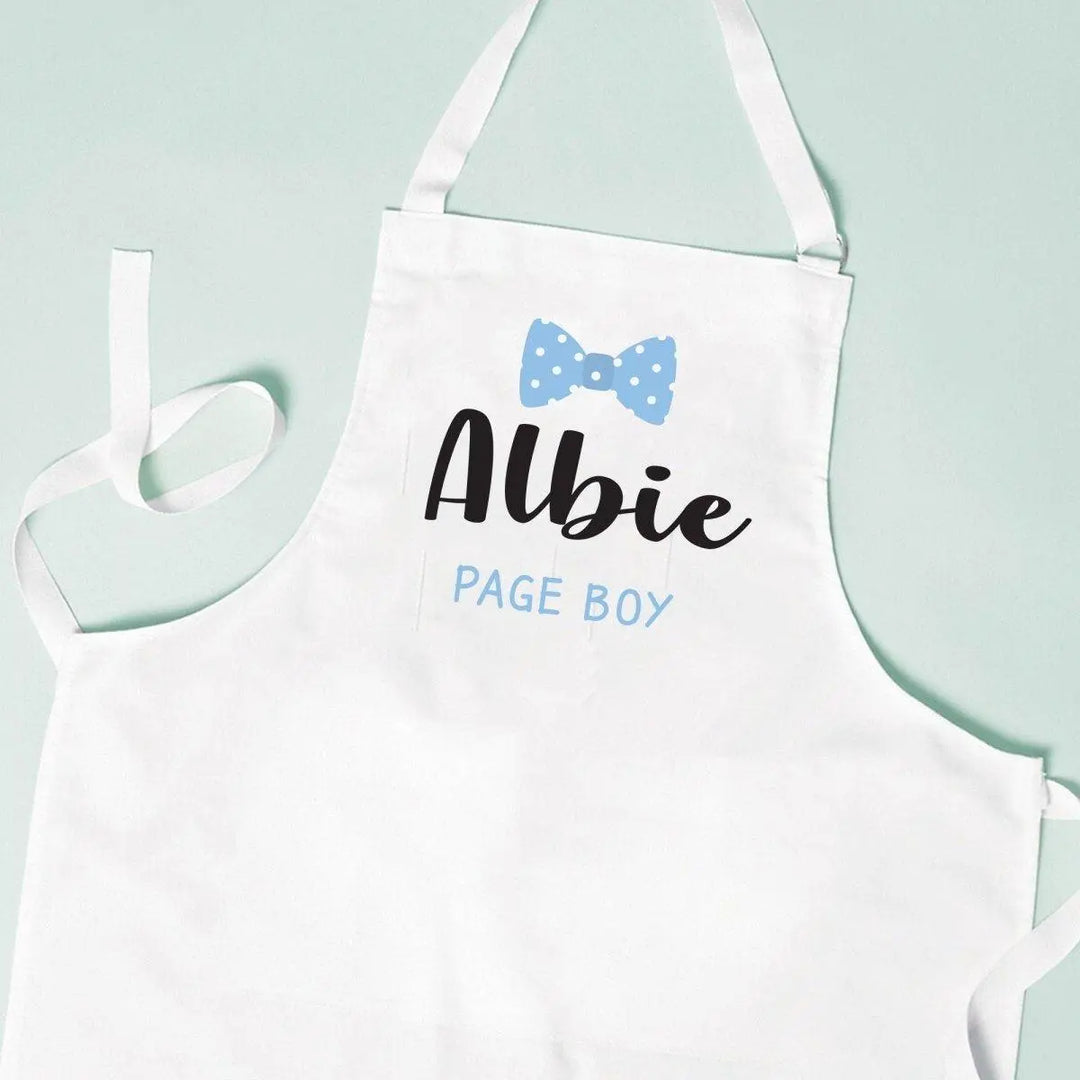 Personalised Page Boy Apron, Page Boy Gift, Blue Theme, Grey Theme, Wedding Page Boy, Wedding Gift, Page Boy Gift, Wedding Day Kids Apron - Amy Lucy