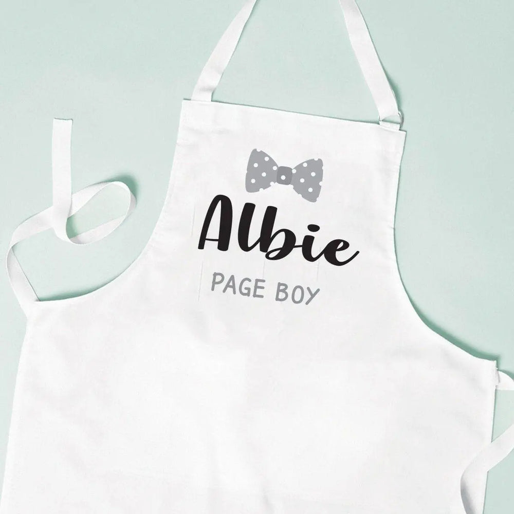 Personalised Page Boy Apron, Page Boy Gift, Blue Theme, Grey Theme, Wedding Page Boy, Wedding Gift, Page Boy Gift, Wedding Day Kids Apron - Amy Lucy