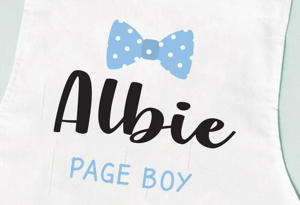 Personalised Page Boy Apron, Page Boy Gift, Blue Theme, Grey Theme, Wedding Page Boy, Wedding Gift, Page Boy Gift, Wedding Day Kids Apron - Amy Lucy