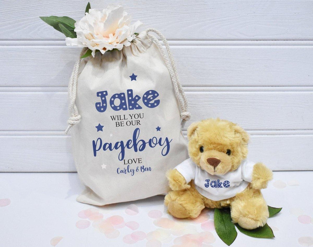 Personalised Page Boy Gift Set, Page Boy Gift Set, Teddy In Bag, Wedding Page Boy Thank you Gift, Wedding Gift, Page Boy Gifts - Amy Lucy