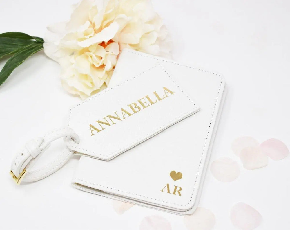 Personalised Passport Holder Set, Initial Passport Holder and Luggage Tag, Personalised Luggage Tag, Bridesmaid Gifts, Bride To Be Passport - Amy Lucy