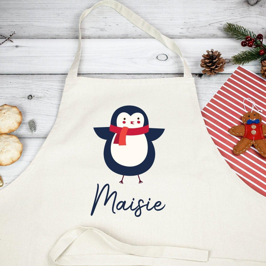 Personalised Penguin Apron, Personalised Christmas Apron, Christmas Gift for Her, Family Aprons, Matching Apron Set, Christmas Gifts - Amy Lucy