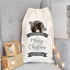 Personalised Pet Santa Sack, Dog Santa Sack, Cat Christmas Sack, Animal Christmas Eve Present Sack, Personalised Sack Bag, Your Pet Photo - Amy Lucy