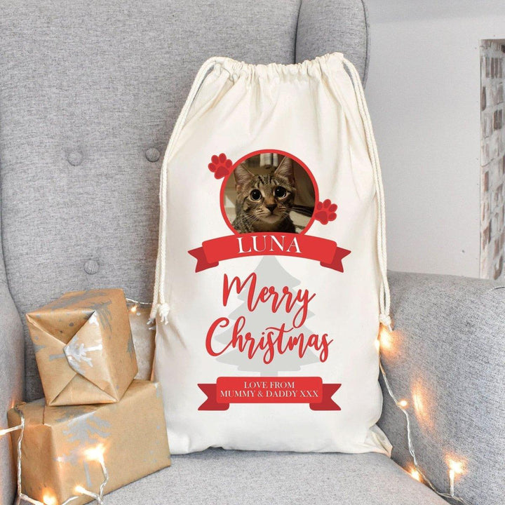 Personalised Pet Santa Sack, Dog Santa Sack, Cat Christmas Sack, Animal Christmas Eve Present Sack, Personalised Sack Bag, Your Pet Photo - Amy Lucy